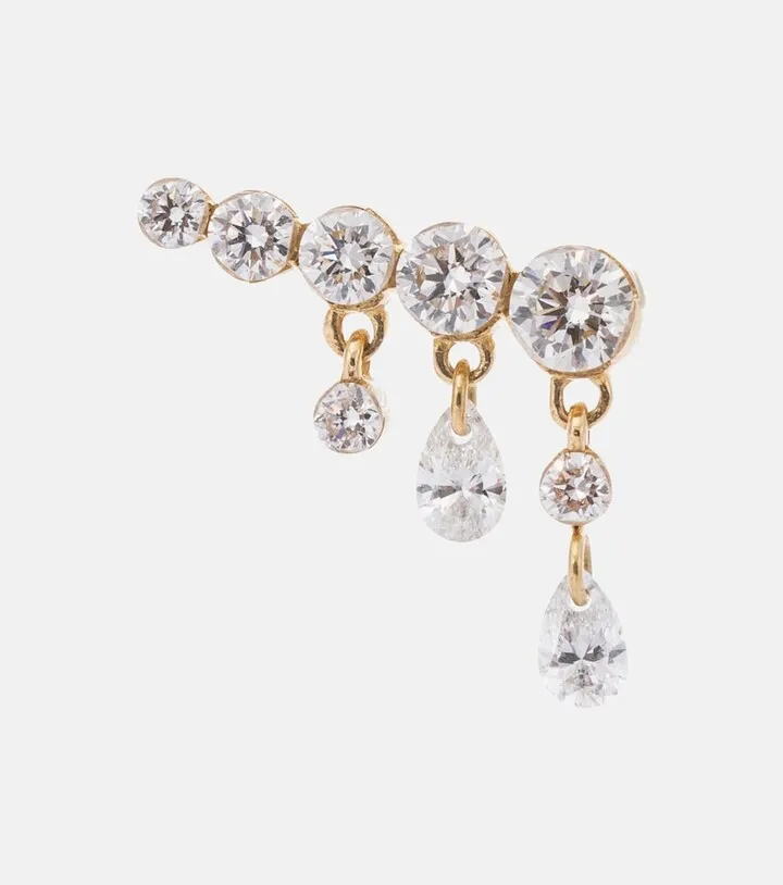 Invisible Crescendo Bar 18kt gold single earring with diamonds