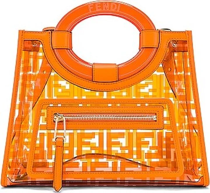 Fendi Mini Runaway Shopping Logo Tote in Orange