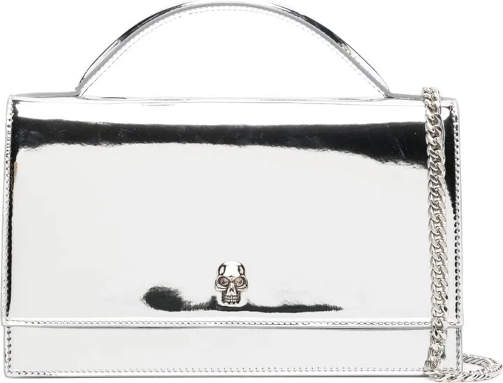 Skull patent leather shoulder bag