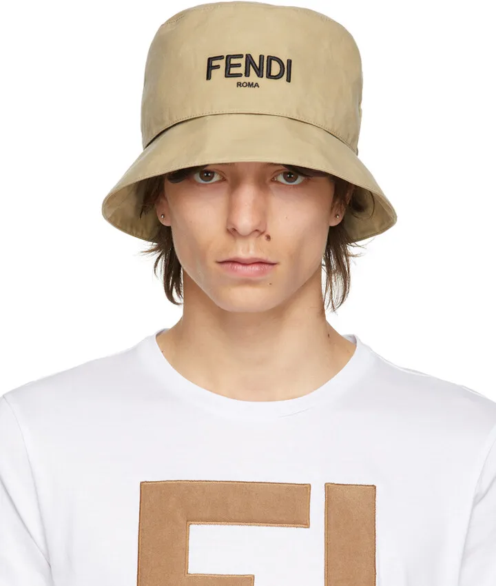 Fendi Reversible Beige 'FF' Bucket Hat