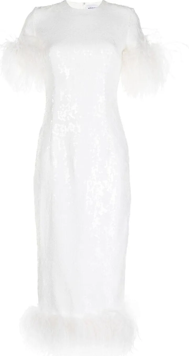 Syrma feather-trim dress