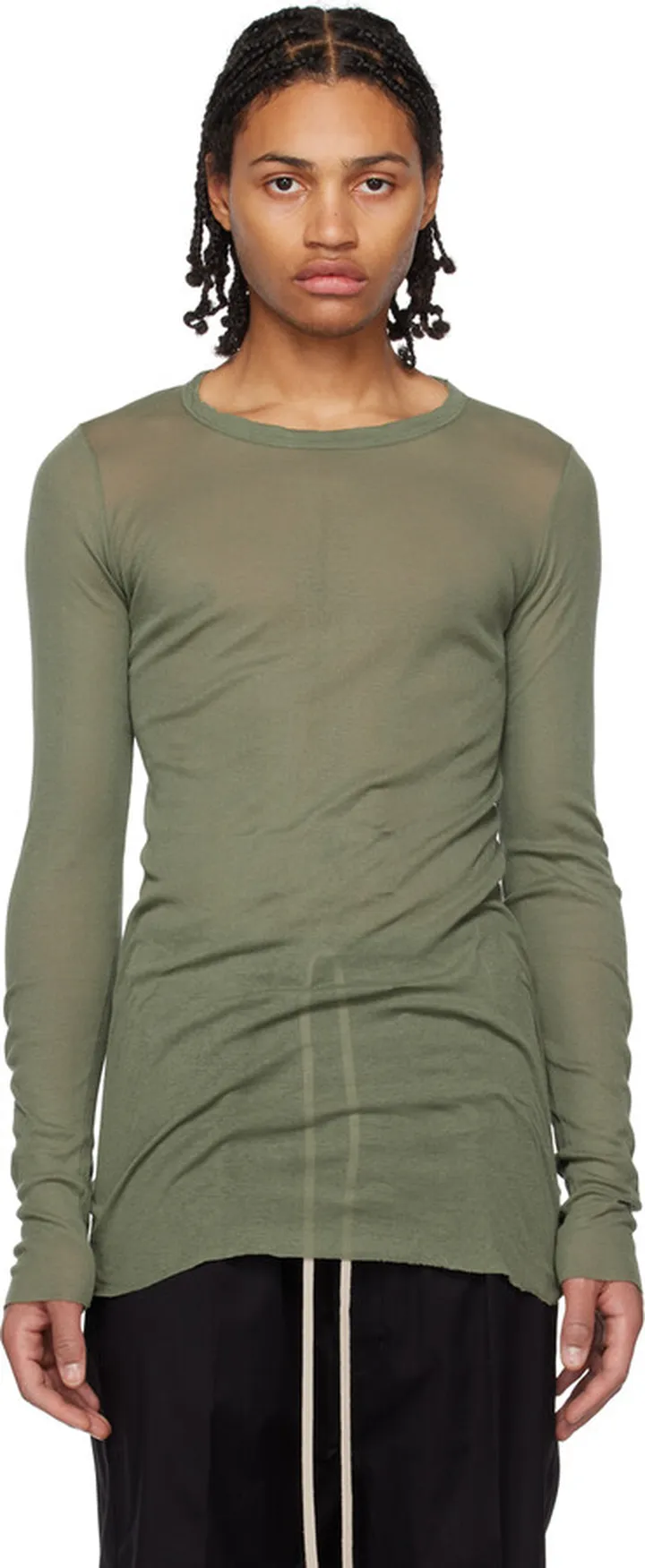 Rick Owens Khaki Crewneck Long Sleeve T-Shirt