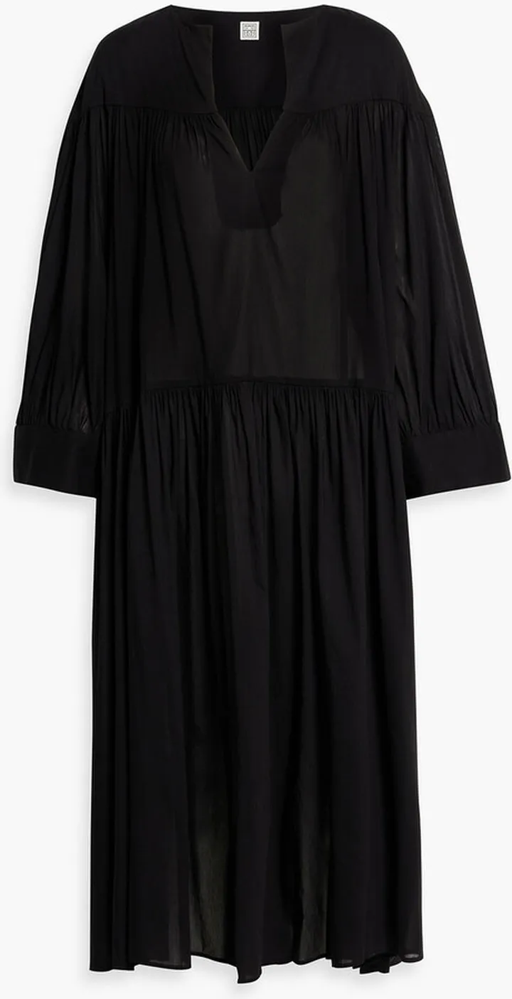 Alessio gathered cotton-blend midi dress