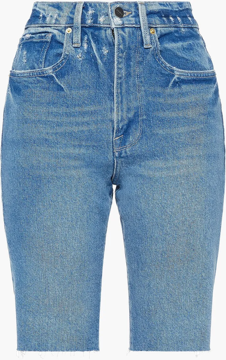 Distressed denim shorts