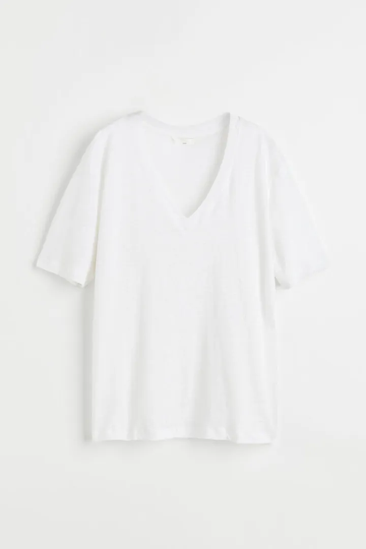 V-neck Linen Jersey T-shirt