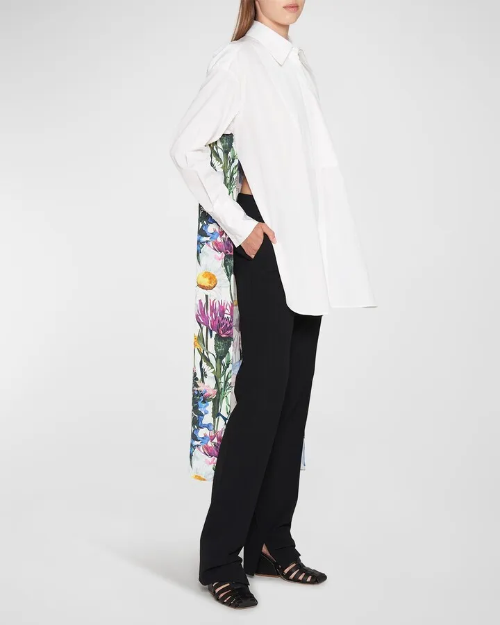 Button-Front Floral Cape Shirt