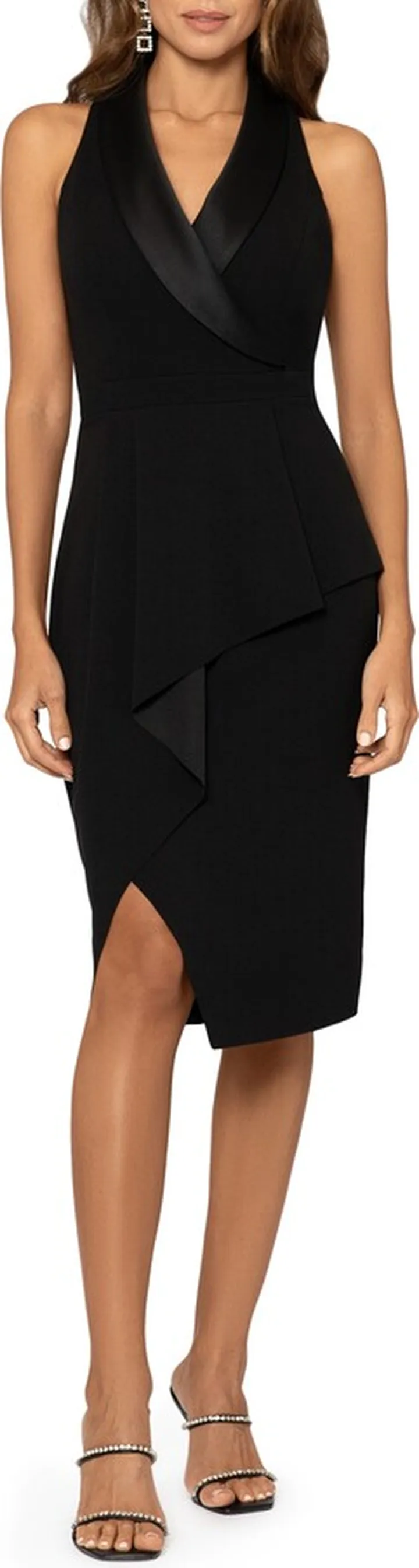 Sleeveless Scuba Crepe Tuxedo Dress