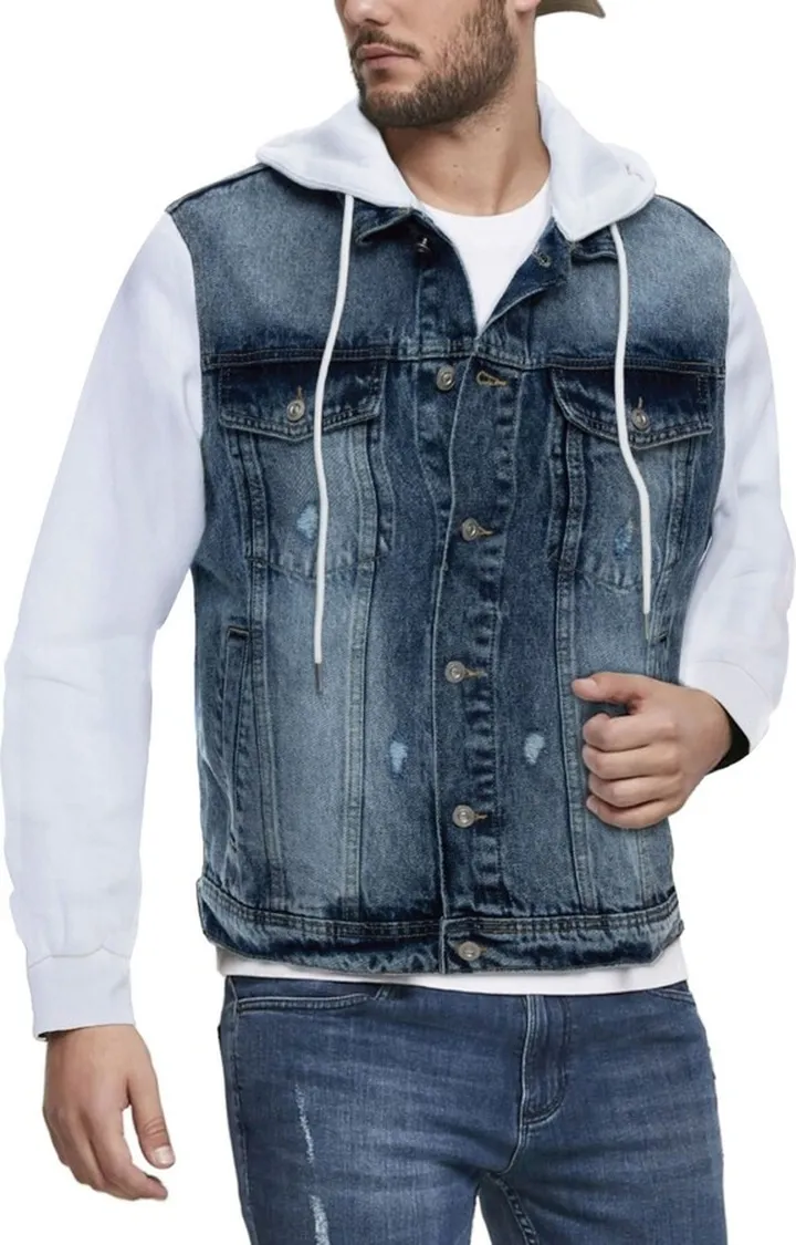 Men's Hooded Sweatshirt Denim Jacket