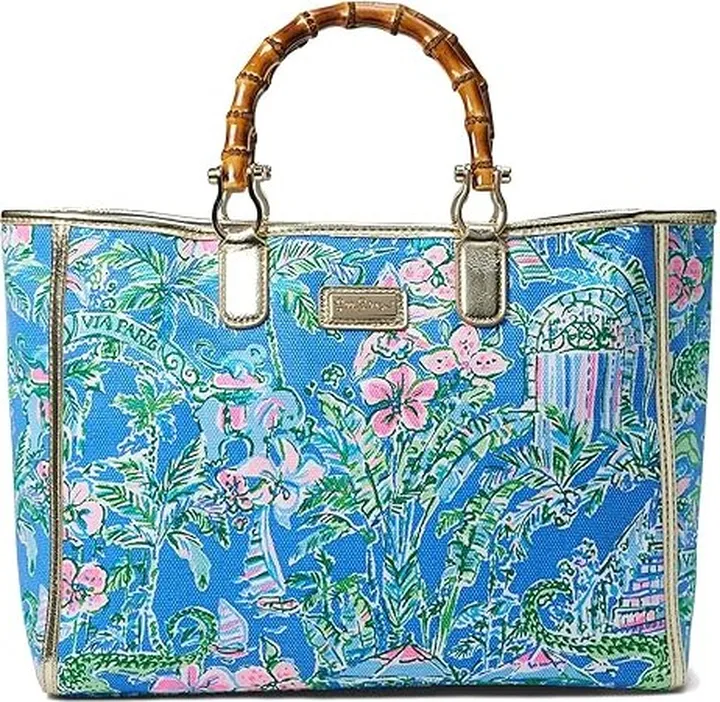 Lilly Pulitzer Greydon Canvas Tote (Boca Blue Beneath The Bougainvillea) Tote Handbags