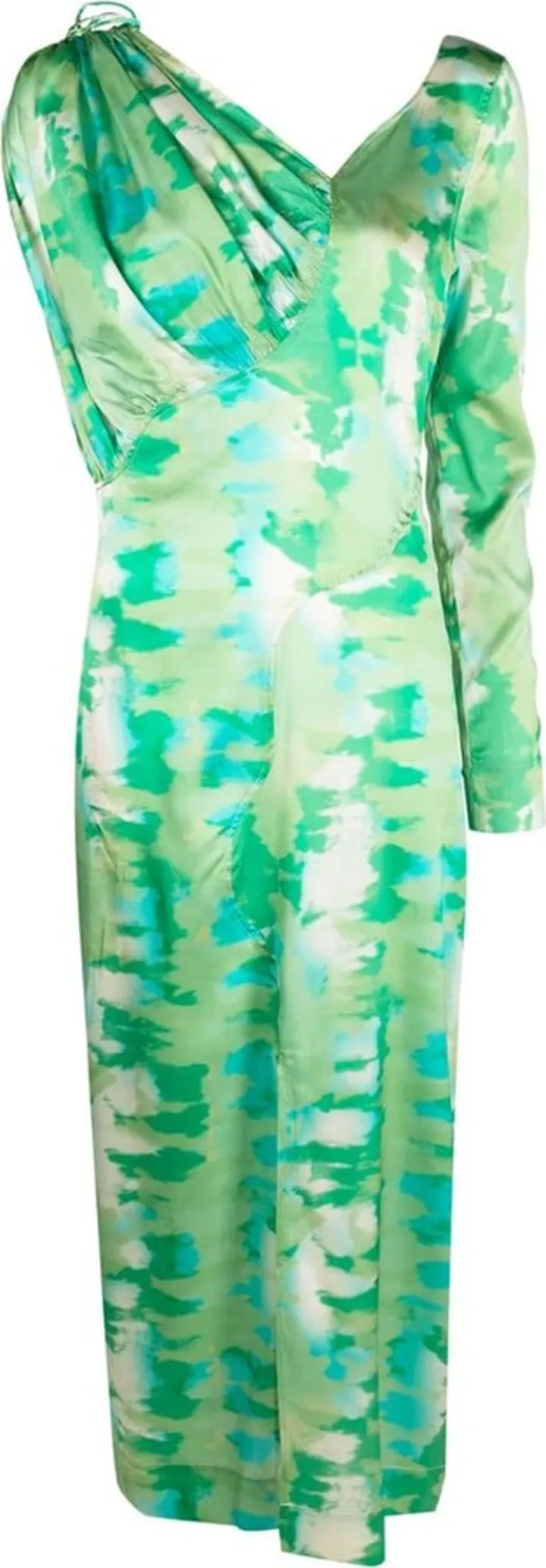 Printed Off-Shoulder Silk Dress