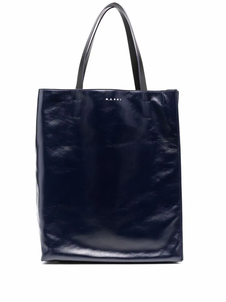 Logo-Print Leather Tote Bag