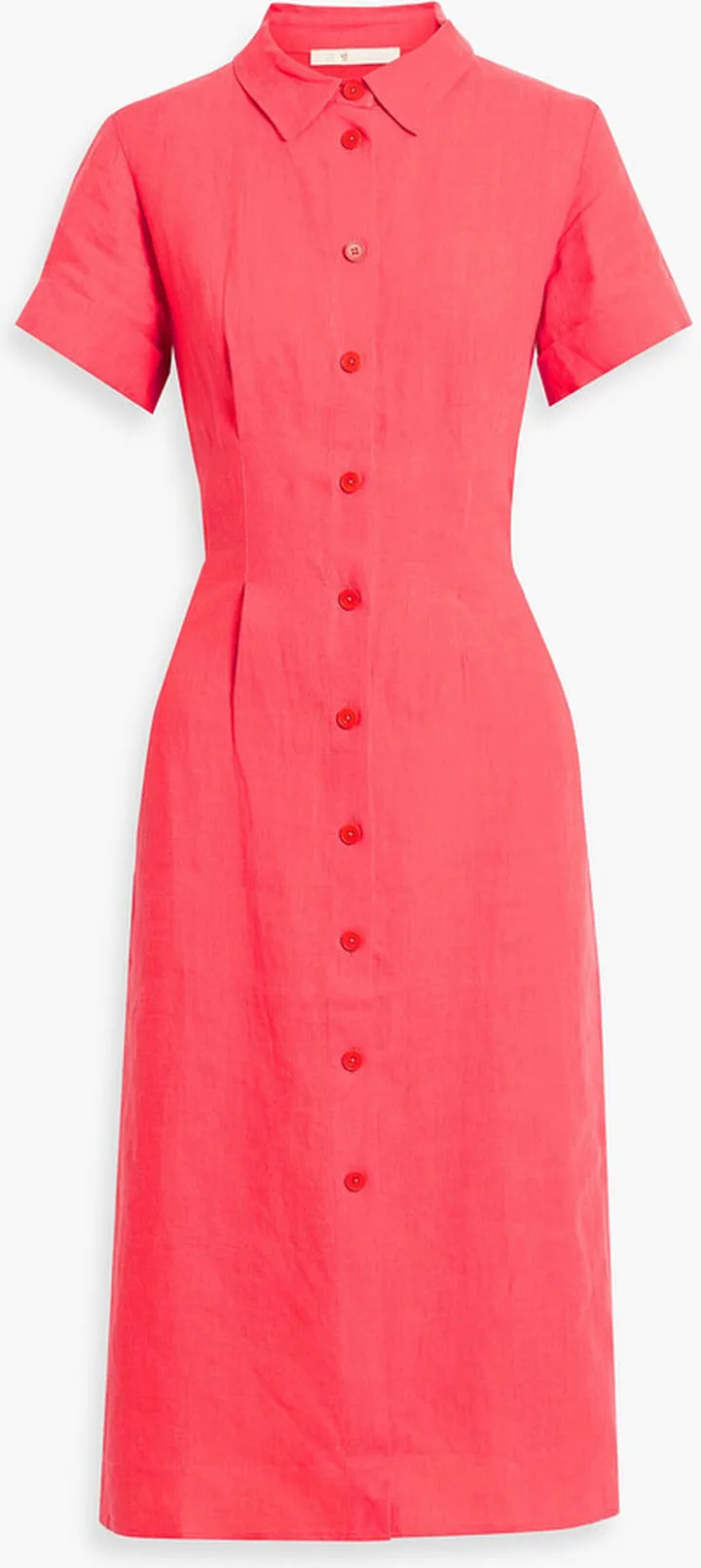 Cutout twisted linen midi shirt dress