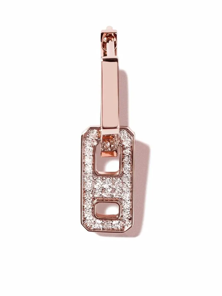 18kt rose gold mini DNA pave diamond earring