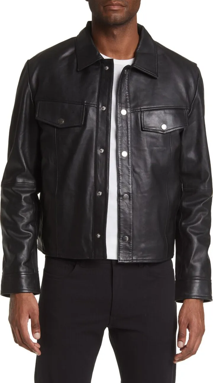 Frankie Recycled Leather Shirt Jacket