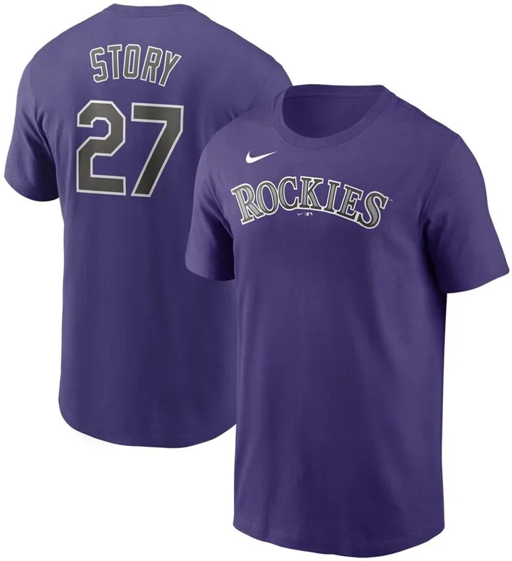 Men's Trevor Story Purple Colorado Rockies Name Number Team T-shirt