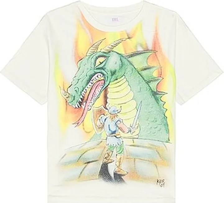 ERL Dragon Print T Shirt in White