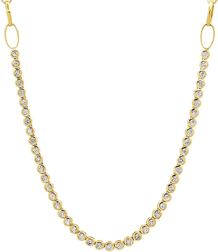 Mini Diamond Bezel Edith Chain Yellow Gold Tennis Necklace