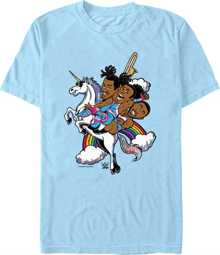 Men's WWE New Day Unicorn Animated T-Shirt - Light Blue - X Large