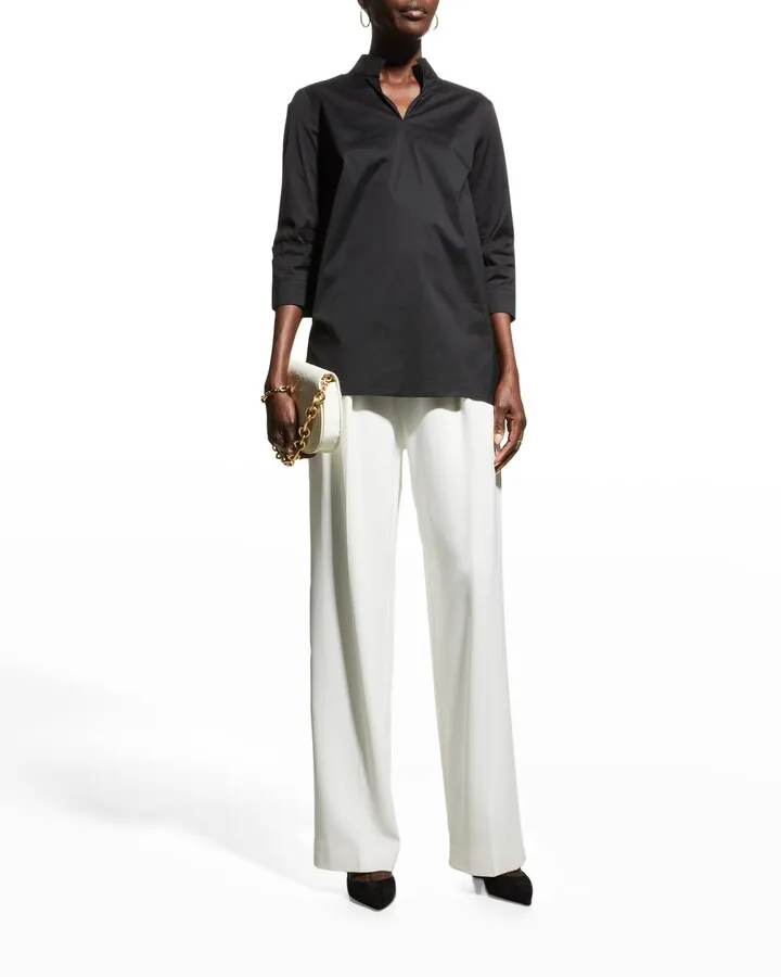 Ruched-Sleeve Cotton Tunic