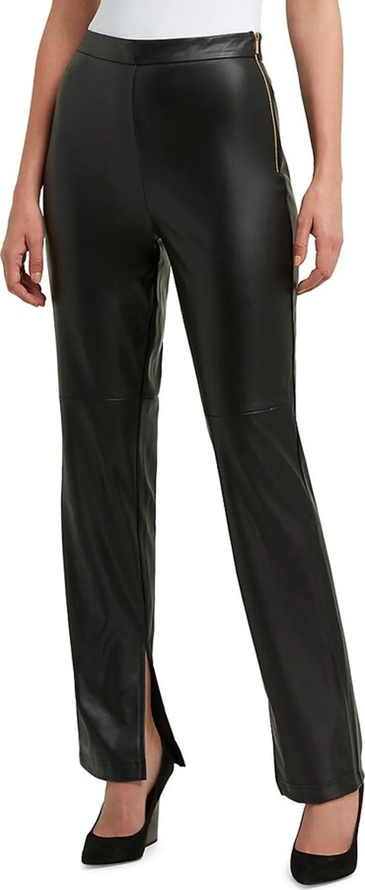 Exposed Zip Faux Leather Slim Pants