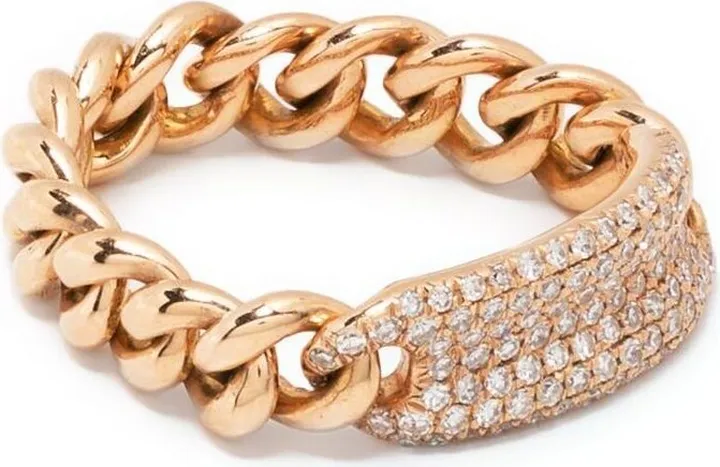 18kt yellow gold ID Mini Link diamond ring