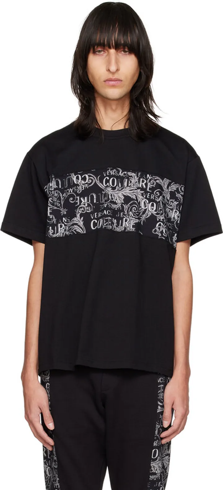 Versace Jeans Couture Black Paneled T-Shirt