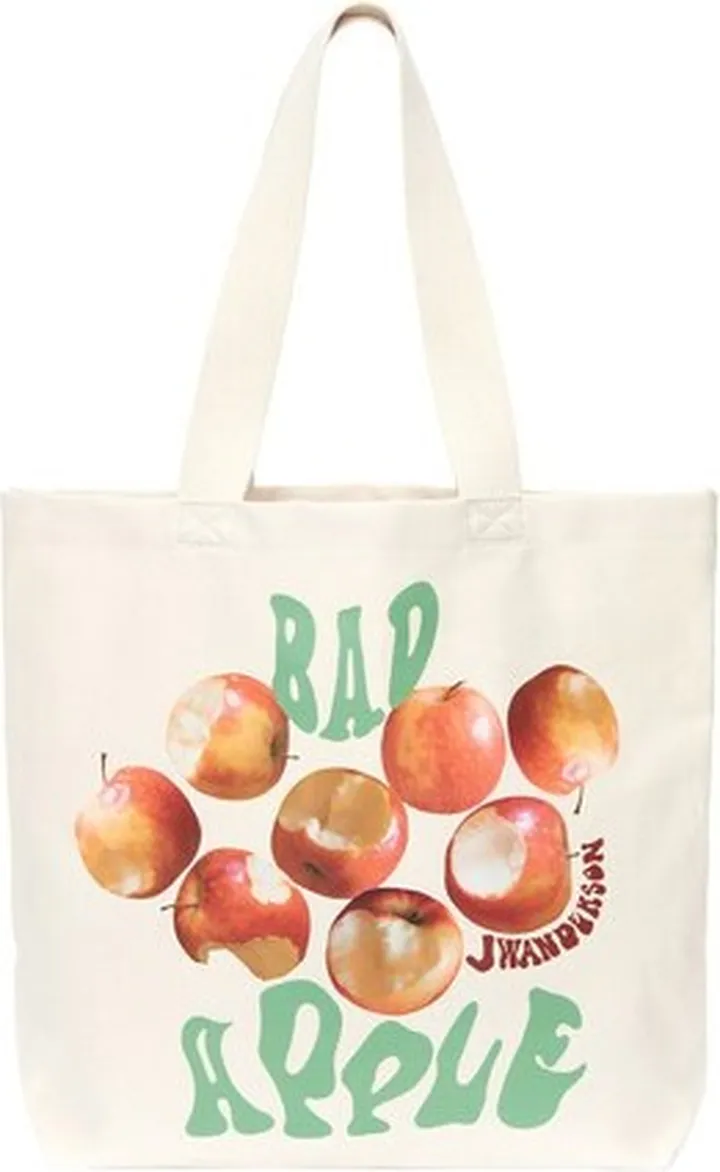 Canvas Tote Bag With Apple Print