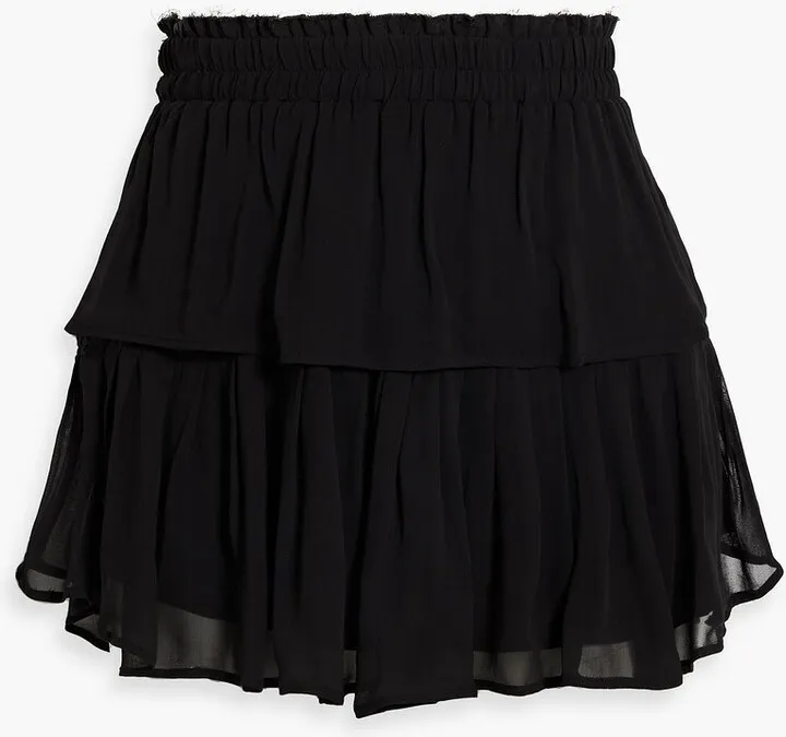 Tiered ruffled chiffon mini skirt
