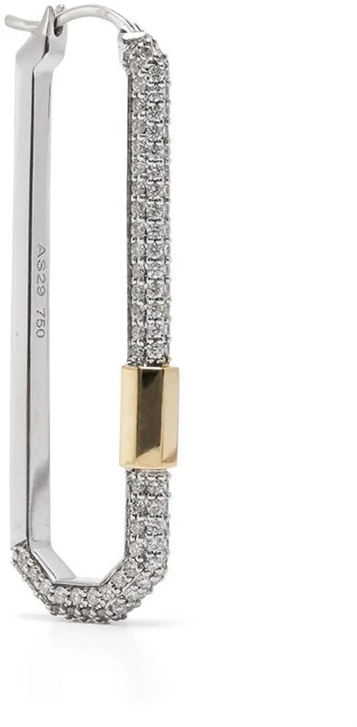 18kt white and 18kt yellow gold large Lock diamond carabiner earring
