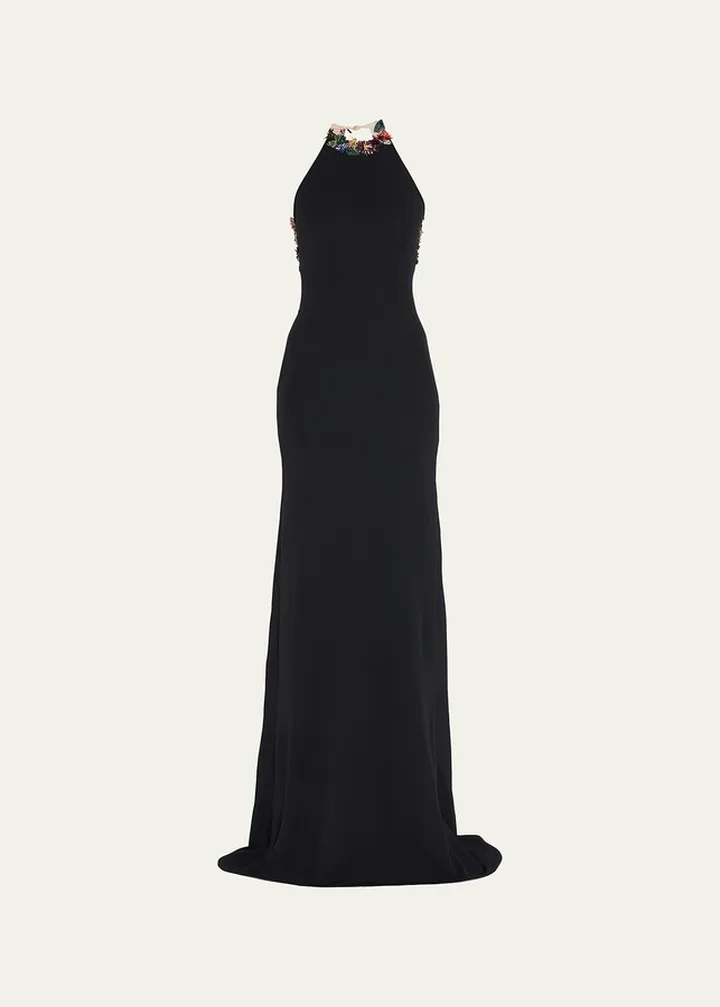 Floral Crystal Embellished Gown
