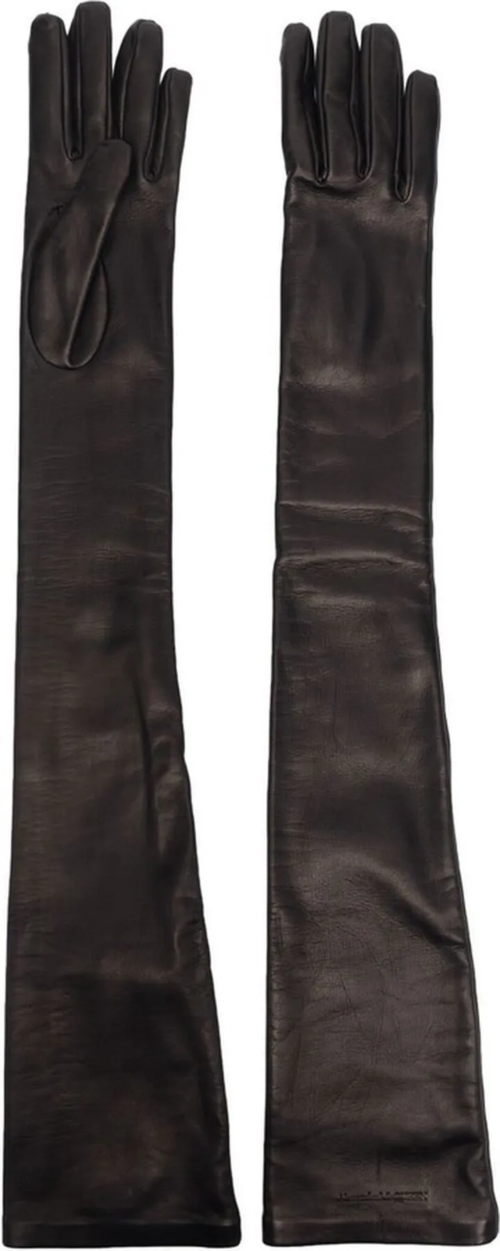 Long Logo-Embossed Leather Gloves