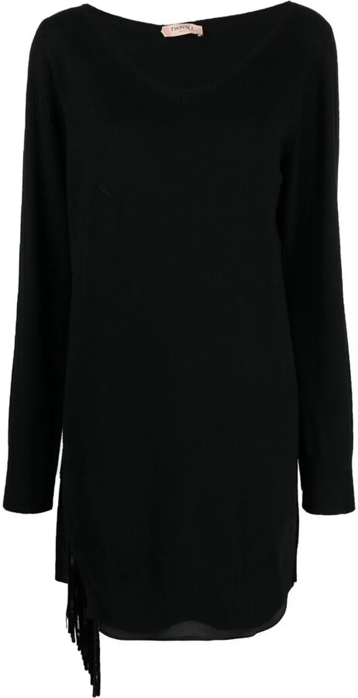 V-Neck Sequin-Fringe Jumper