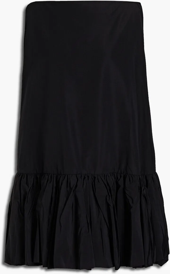 Gathered cotton-blend faille mini dress