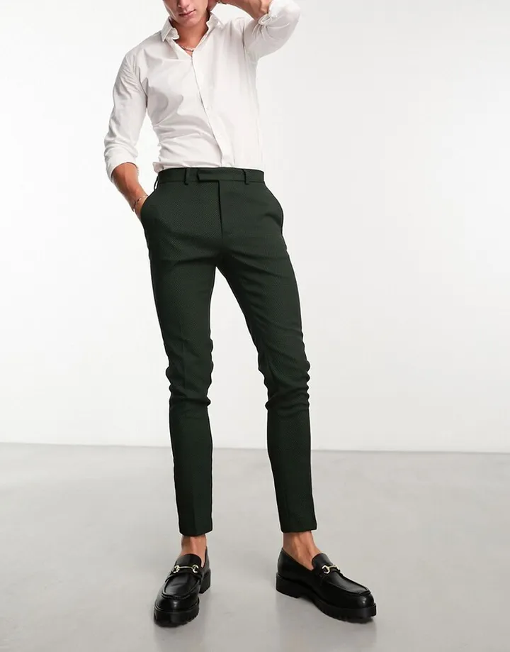 ASOS DESIGN skinny dressy pants in mid gray texture