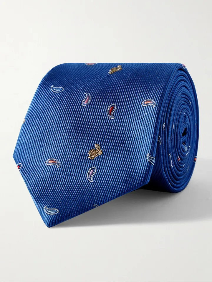 8cm Embroidered Silk-Twill Tie