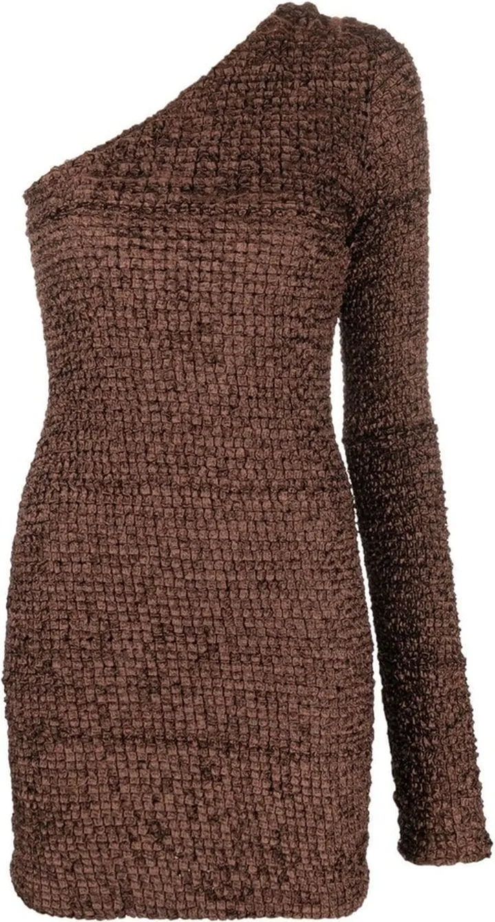 Fitted One-Sleeve Mini Dress