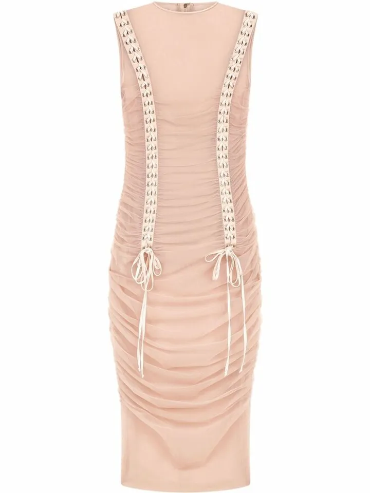 Corset-Style Ruched Midi Dress