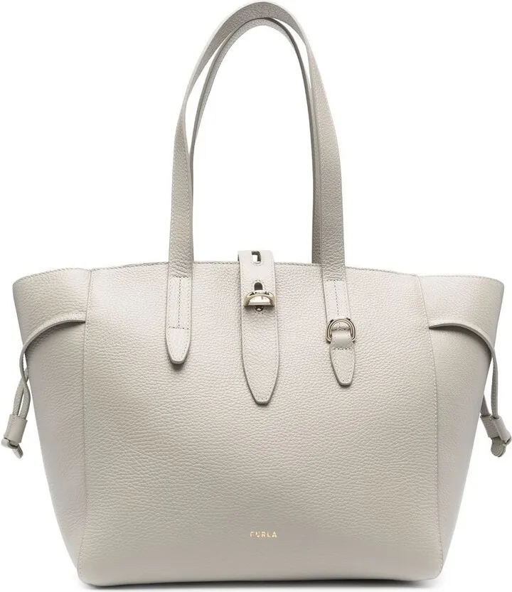 Net leather shopper tote