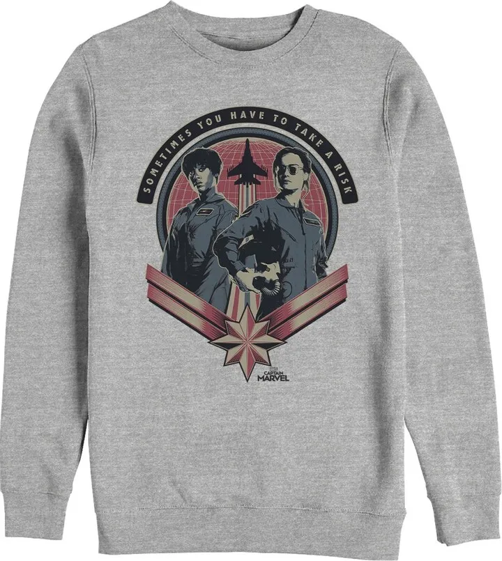 Men's Marvel Captain Marvel Flight Partners Sweatshirt - Athletic Heather - Small