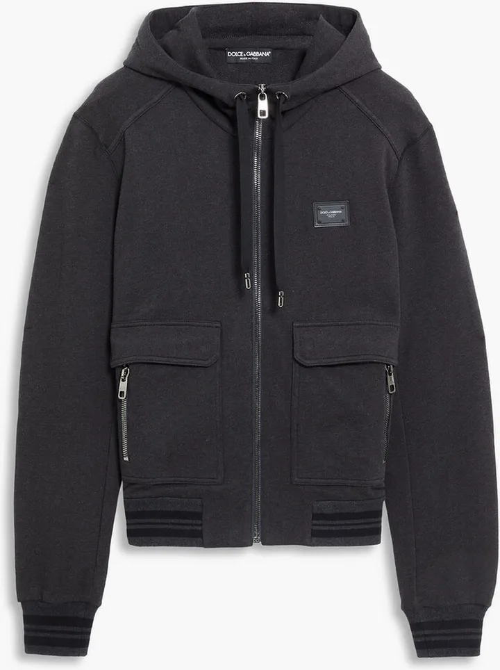 Mélange French cotton-terry zip-up hoodie