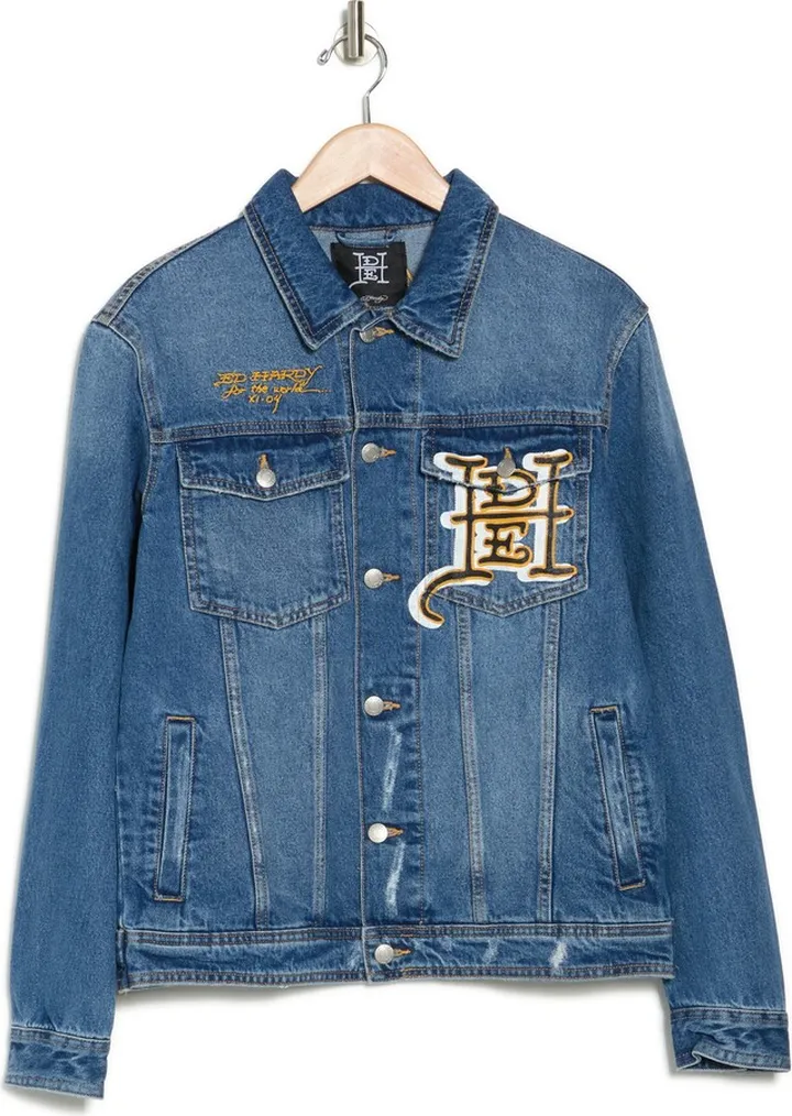 Embroidered Tiger NYC Trucker Denim Jacket