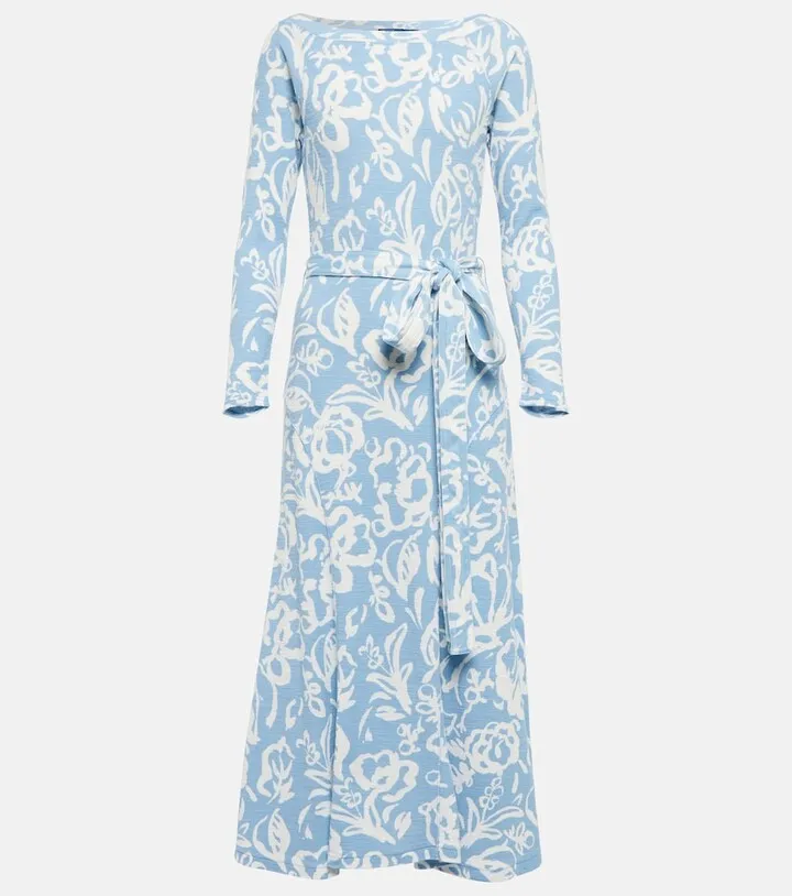 Floral jacquard cotton midi dress