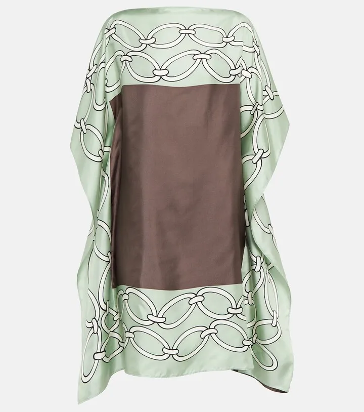 Chain-print silk kaftan dress