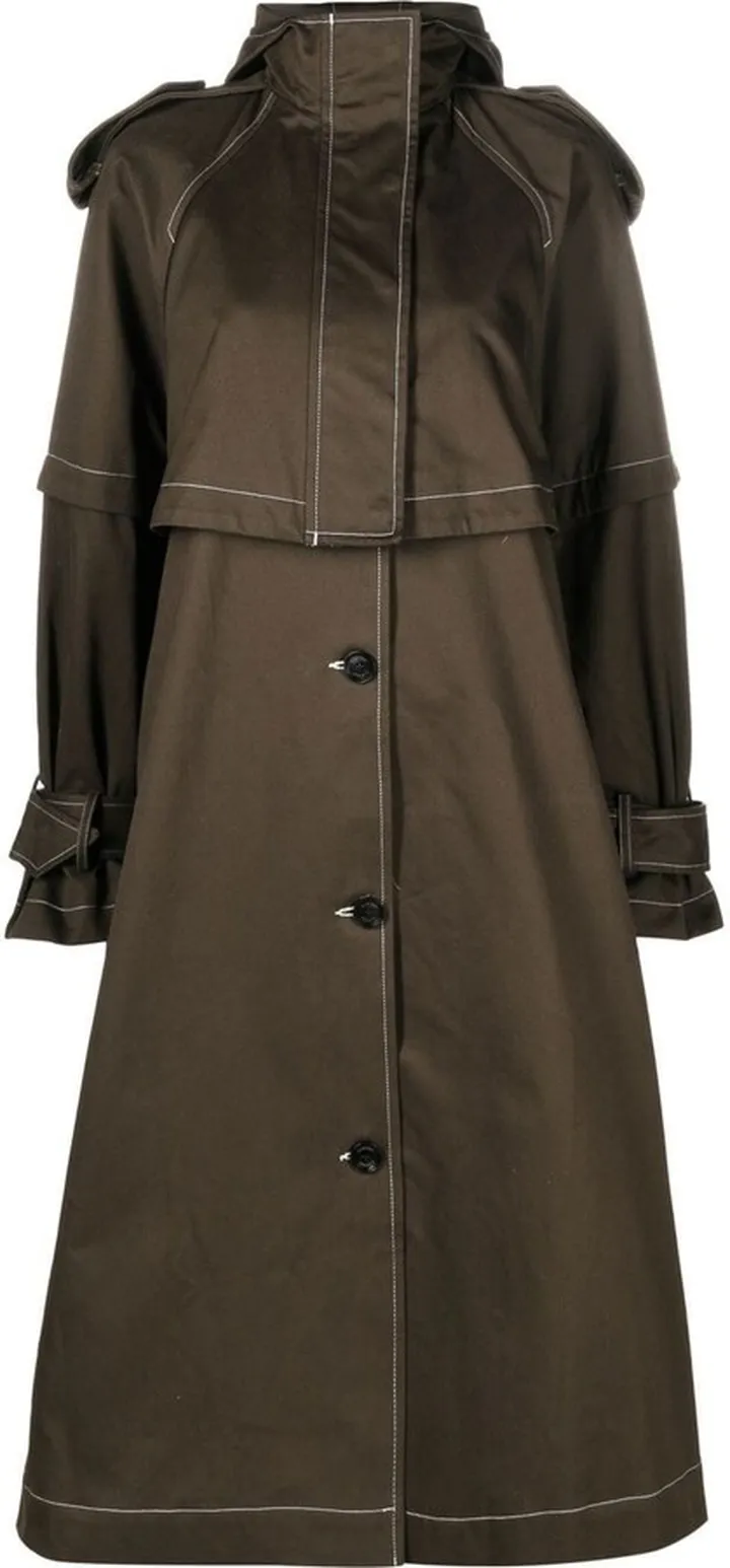 Hooded Cotton Trench Coat