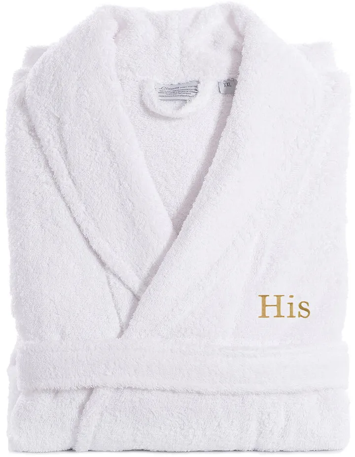 Linum Home Textiles Embroidered His Terry Bathrobe