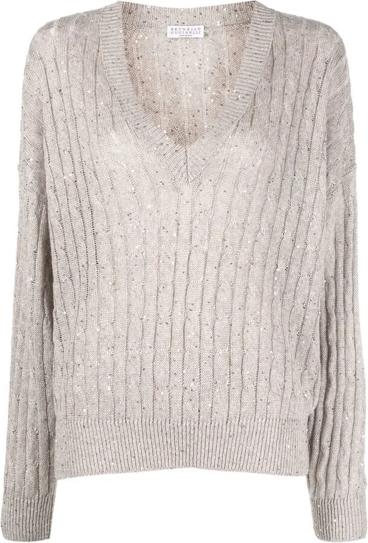 ribbed V-neck jumper