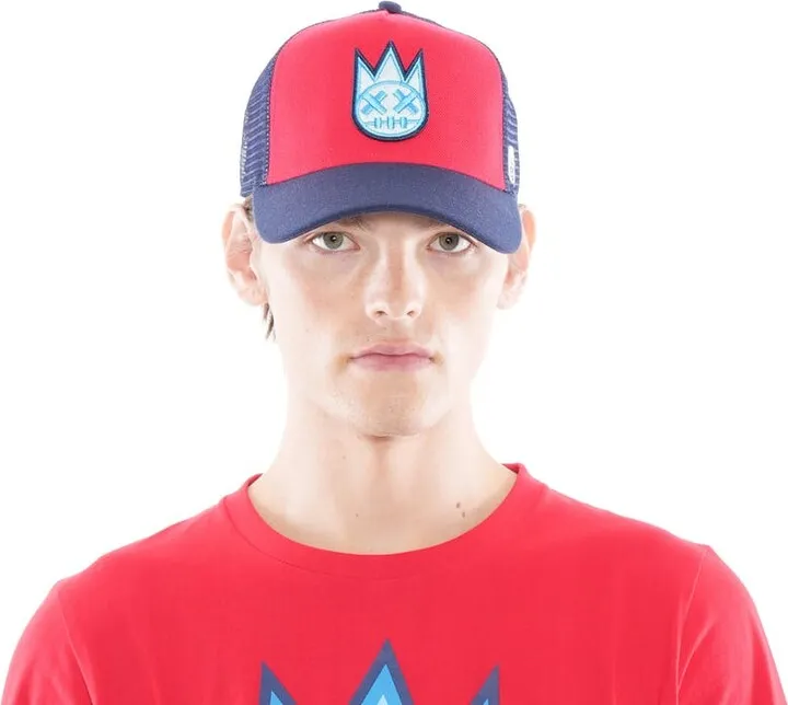 Cult of Individuality Clean Logo Mesh Back Trucker Curved Visor Cap In High Risk Red - Red