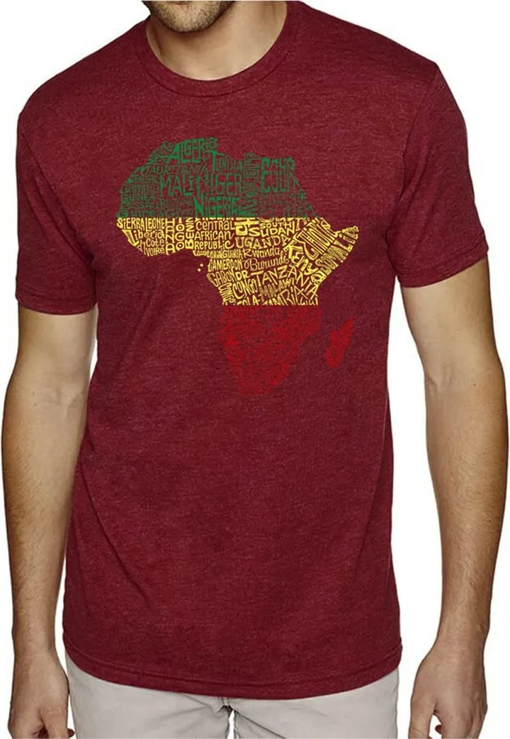 La Pop Art Men's Premium Word Art T-shirt - Countries in Africa