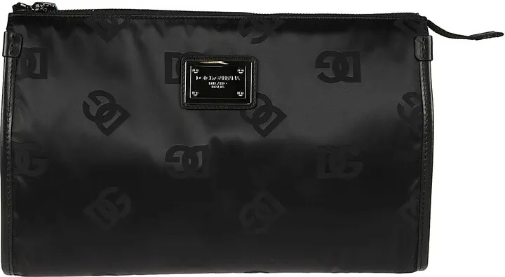 Logo Plaque Top Zip Clutch