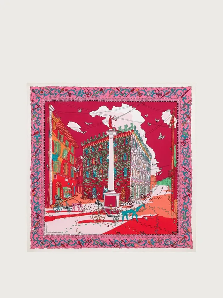Ferragamo Women Palazzo print silk scarf Pink